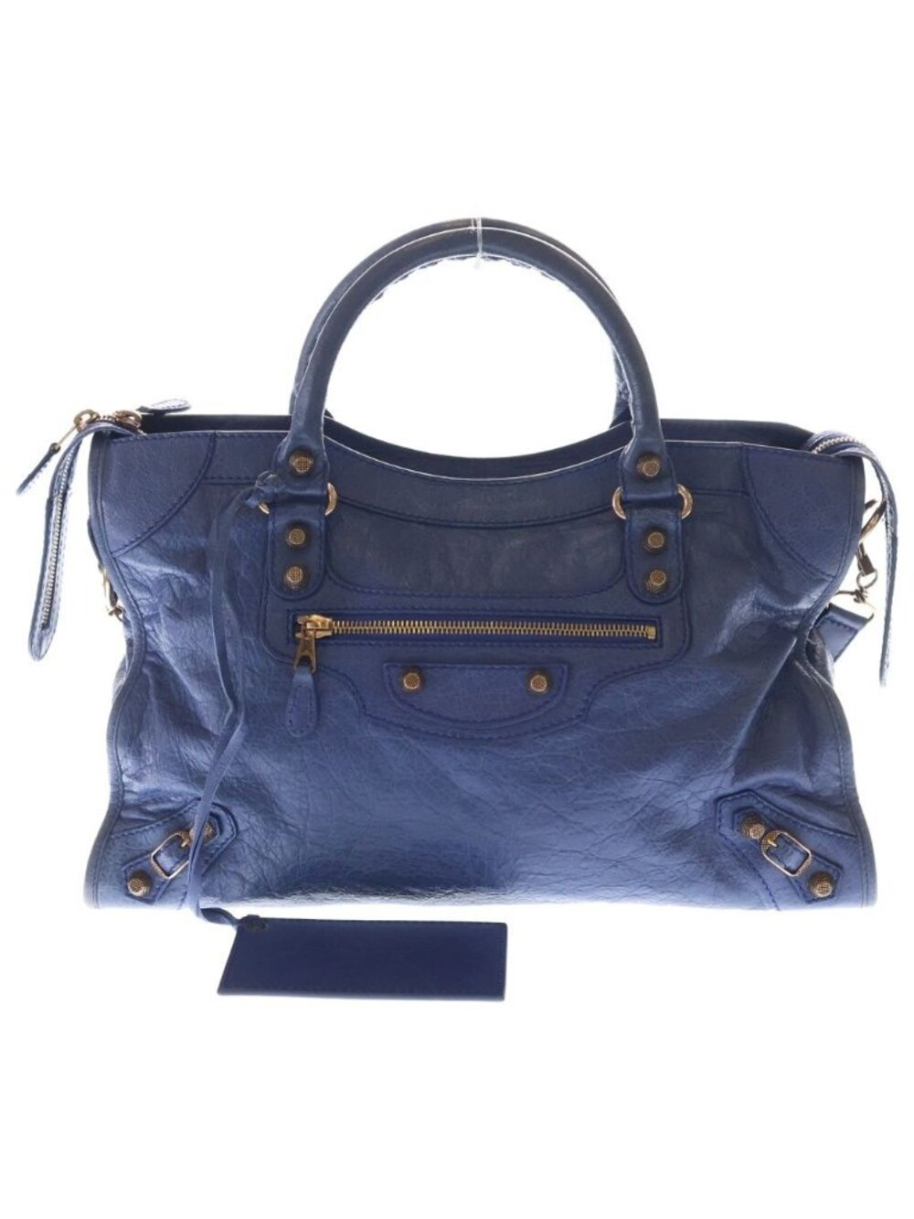 Balenciaga Giant City 2-Way Shoulder Bag Blue Leather Pink Gold - Picture 1 of 7